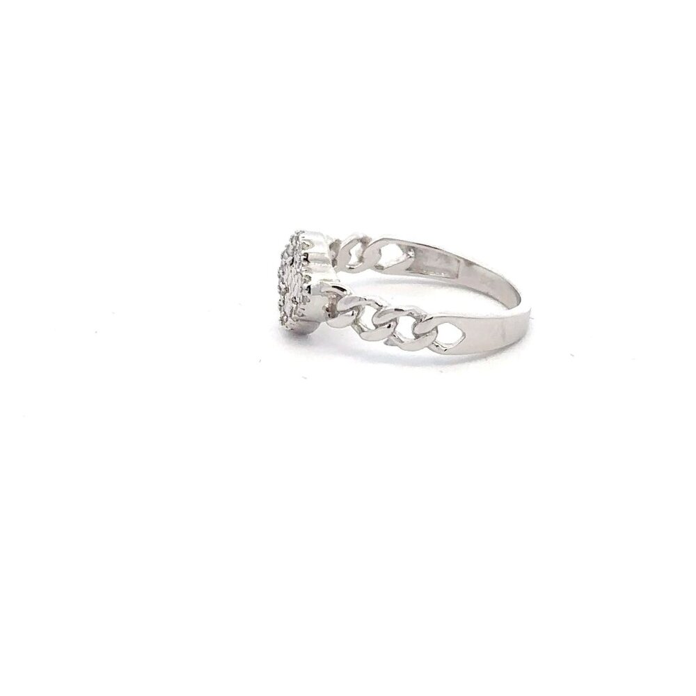 925 Sterling Silver Ring Flower Infinity Clear CZ Stones Size 5 - Picture 3 of 6